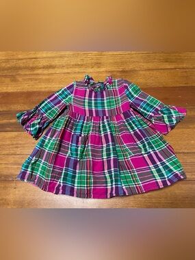 Ralph Lauren Pink and Green Plaid Ruffle Dress Size 24 Months